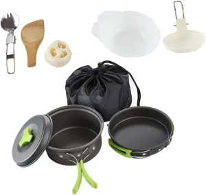 1-2 Person Compact Camping Cookware Set Portable Outdoor Cookware Kit Utensils for Hiking Picnic BBQ