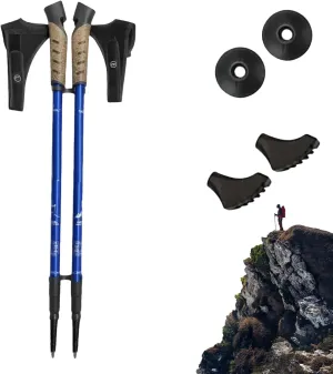1 Pair Lightweight, Aluminum Nordic Walking Sticks Collapsible and Adjustable Hiking Gear Ergonomic