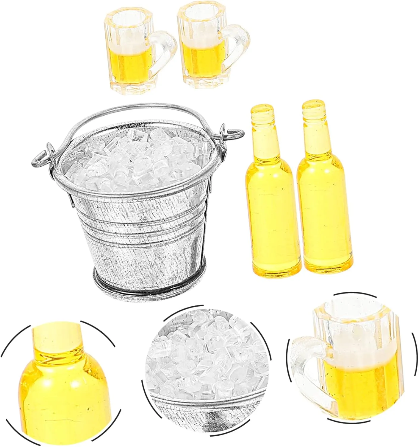 1 Set Miniature Scene Model Adornment Realistic Mini Beer Bottles Cups for Dollhouse Decoration for Landscaping and Photography Props