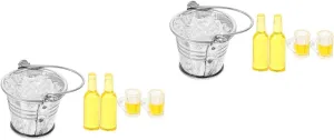 1 Set Miniature Scene Model Adornment Realistic Mini Beer Bottles Cups for Dollhouse Decoration for Landscaping and Photography Props