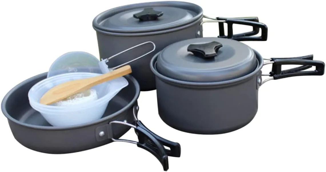 1 Set Outdoor Pot Stove Camping Kettle Mat Tent Accessories Camping Gadgets Multi-Function Tableware for Camping Portable Grill Camping Pan Camping Cookware Kit Pots Aluminum Alloy