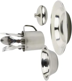 1 Set Stainless Steel Cookware Set Camping Cookware Camping Gadgets Portable Camper Serving Utensils Outdoor Gear Camping Cooking Gear Stainless Steel Tableware Silver