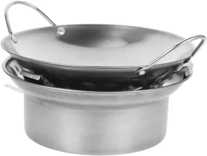 1 Set Versatile Stainless Steel Hot Pot Kitchen Cooking Pot for Outdoor Home Use for Stirfrying Easy to Clean Camp Cookware with Dual Handles