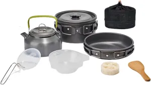 10 PCS Camping Cookware Mess Kit,Non-Stick Lightweight Pots Set Portable Outdoor Cookware for Camping Backpacking Hiking Outdoor Cooking and Picnic