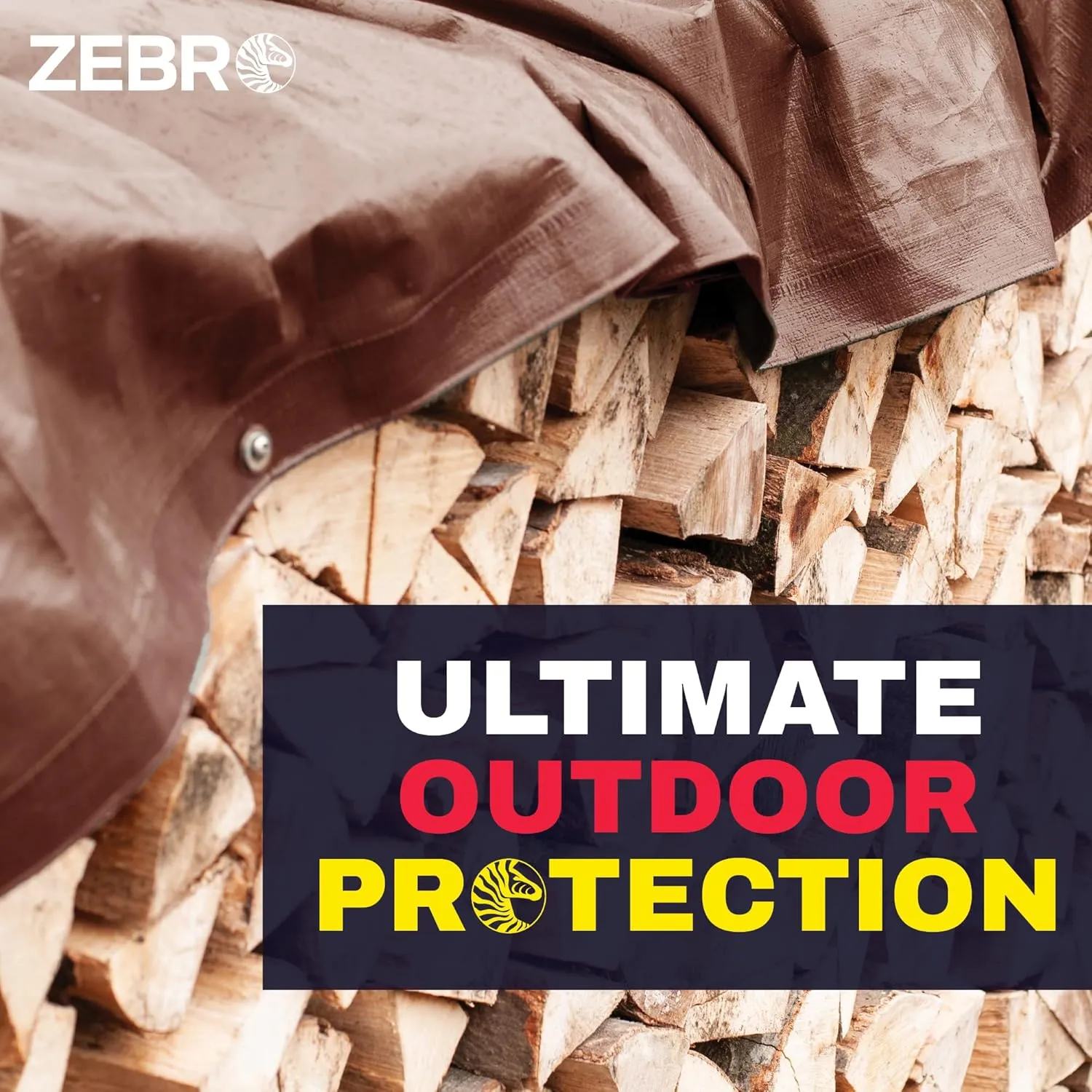 10' x 10' Brown Heavy Duty Tarp with Grommets Reinforced - 16 Mil Thick - Double Sided Plastic Tarps Waterproof - Large Tarpaulin Cover for Outdoor Camping Over/Under Tent Tarp RV Roof Rain - Zebro
