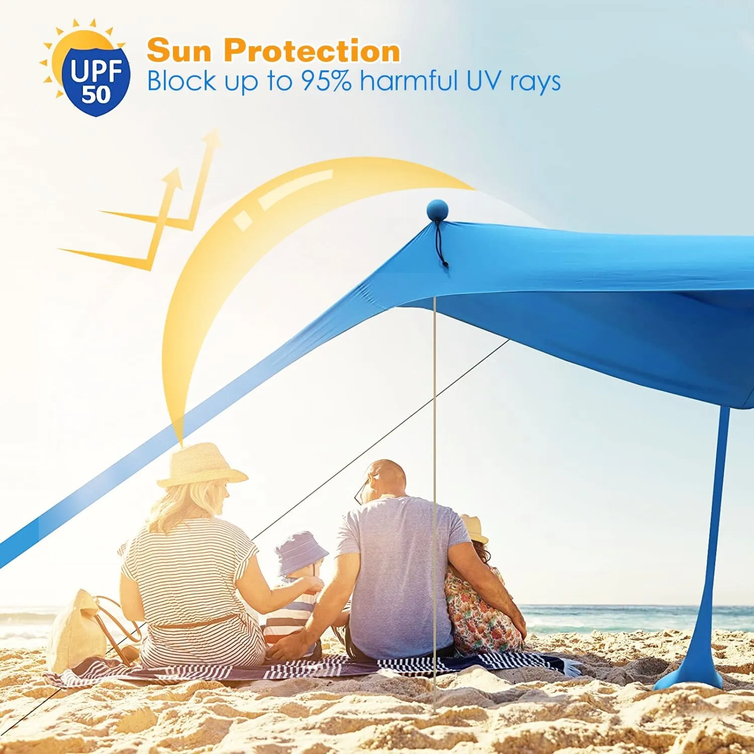10 x 10 ft Sun Shelter Family Beach Tent Outdoor Shade UPF50  with Sandbag