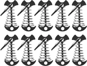10Pcs Deck Planks Board Tent Stakes Windproof Spring Anchors Fishbone Deck Anchors Peg Fishbone Guyline Cord Adjuster