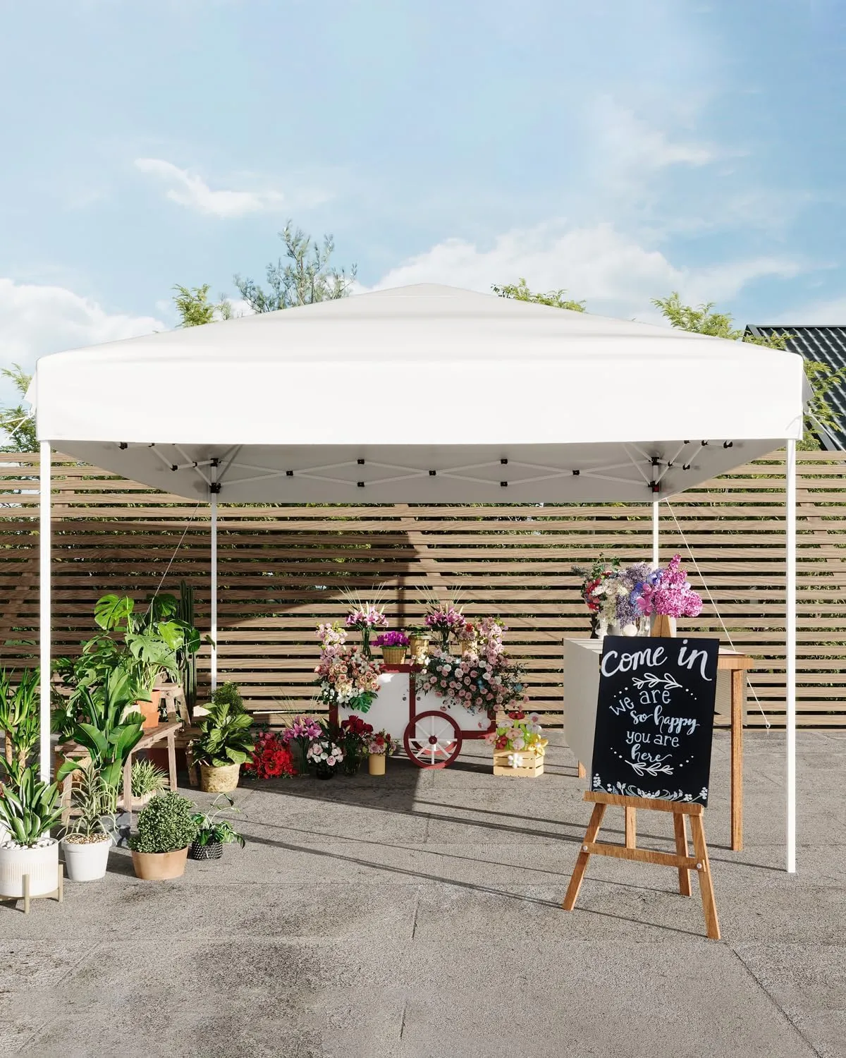 10x10 Pop Up Canopy Tent with 3 Sidewall - One-Button Instant Setup, Heavy-Duty 210D Oxford Fabric & Rust-Proof Frame - 3 Adjustable Heights, Roller Bag, 4 Sandbags - UV Protection for Beach, Party