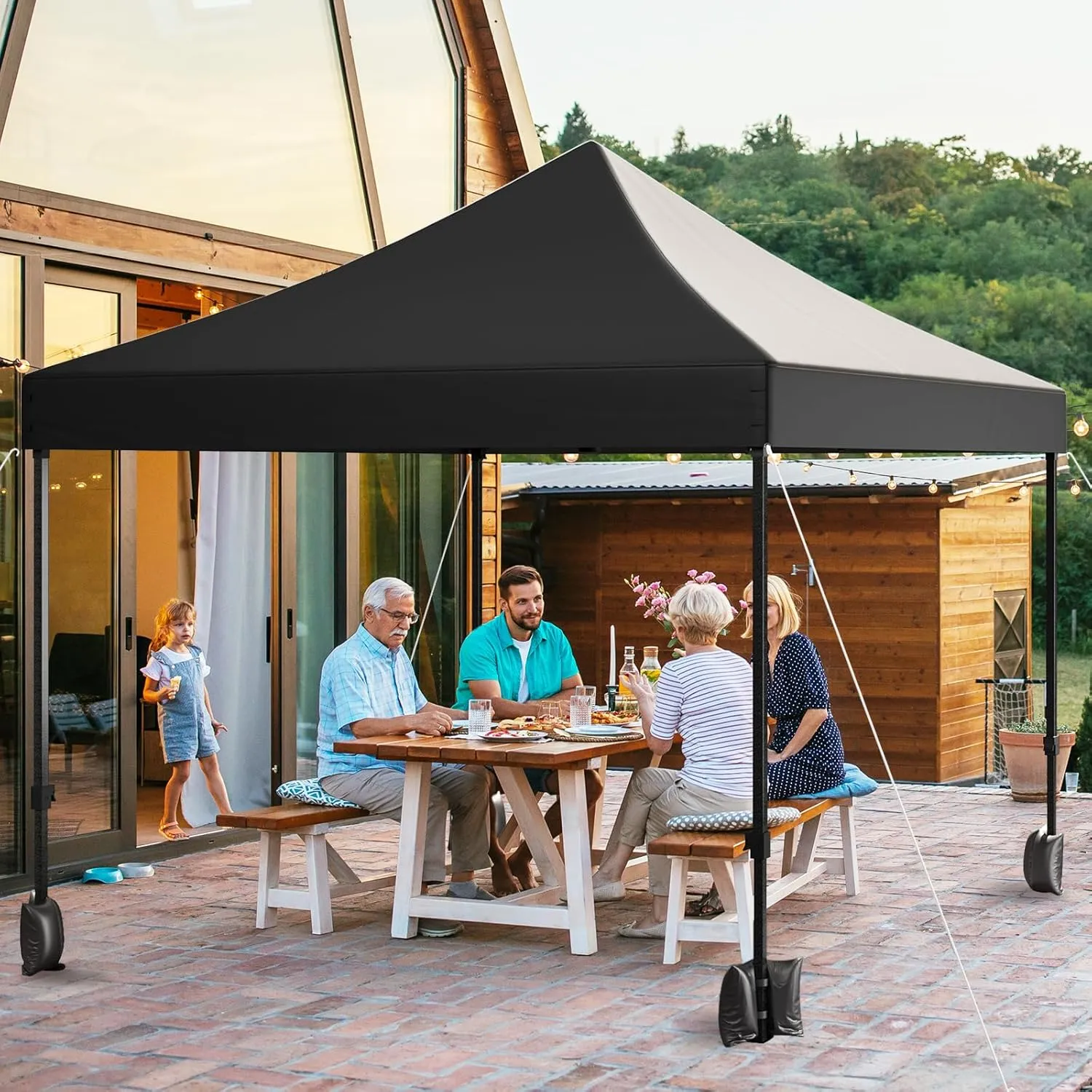 10x10 Pop Up Canopy Tent with Vent, Easy Set Up Tent, Instant Sun Shelter Canopy with Wheeled Bag, 4 Sandbags, 12 Stakes & 4 Ropes, for Parties, Beach, Outdoor