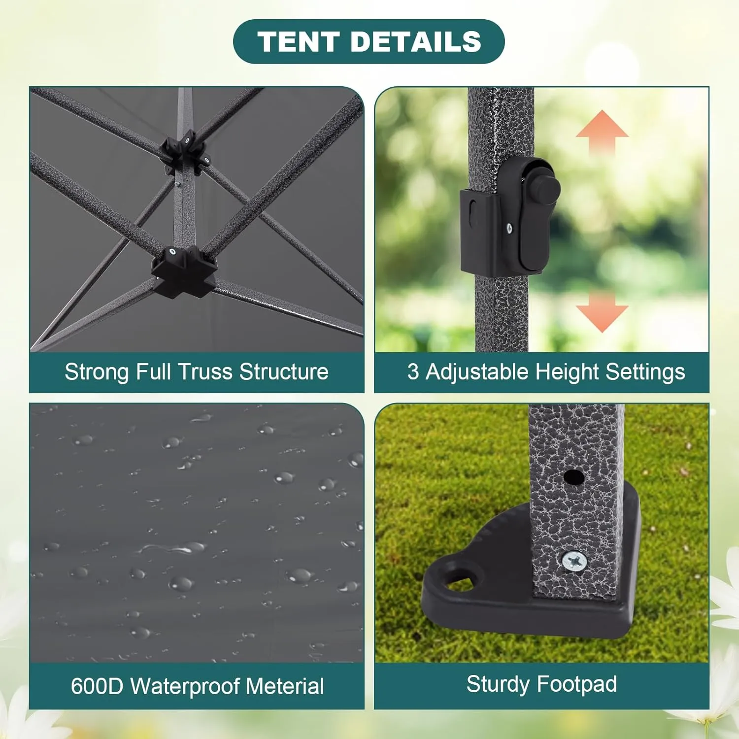 10x10 Pop Up Canopy Tent with Vent, Easy Set Up Tent, Instant Sun Shelter Canopy with Wheeled Bag, 4 Sandbags, 12 Stakes & 4 Ropes, for Parties, Beach, Outdoor