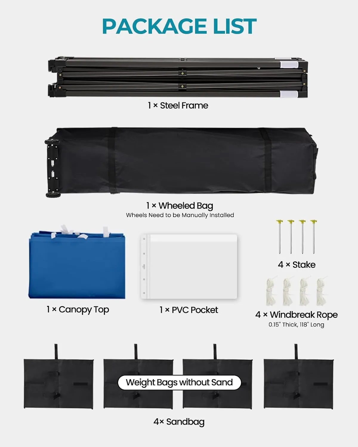 10x10 Pop Up Canopy with Wheeled Bag, Commercial Portable Canopy Tent, Easy Set Up, 4 Stakes & 4Sandbags & 4 Ropes, Waterproof Outdoor Shelter for Market, Parties, Blue