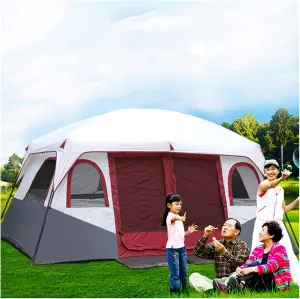 12 Person Camping Tent,2 Bedroom Family Tent Camping Tents Shelters Large Tent Waterproof Outdoor Tent with Groundsheet - Festival Essential