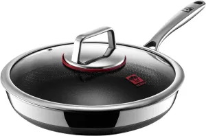 12in Lid Nonstick Frying Pan - Stainless Steel Skillet, Dishwasher & Oven Safe, Compatible with Induction & Gas Stoves, Non-Toxic & Easy to Clean