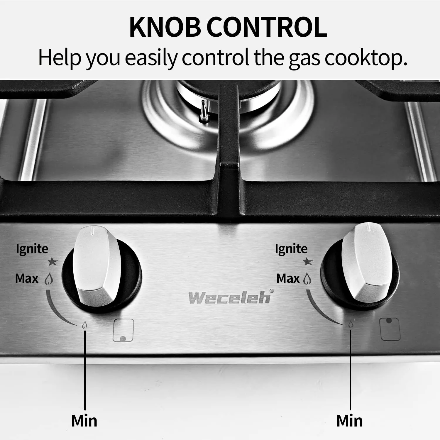 12" Gas Cooktop with Dual Size Power Burner