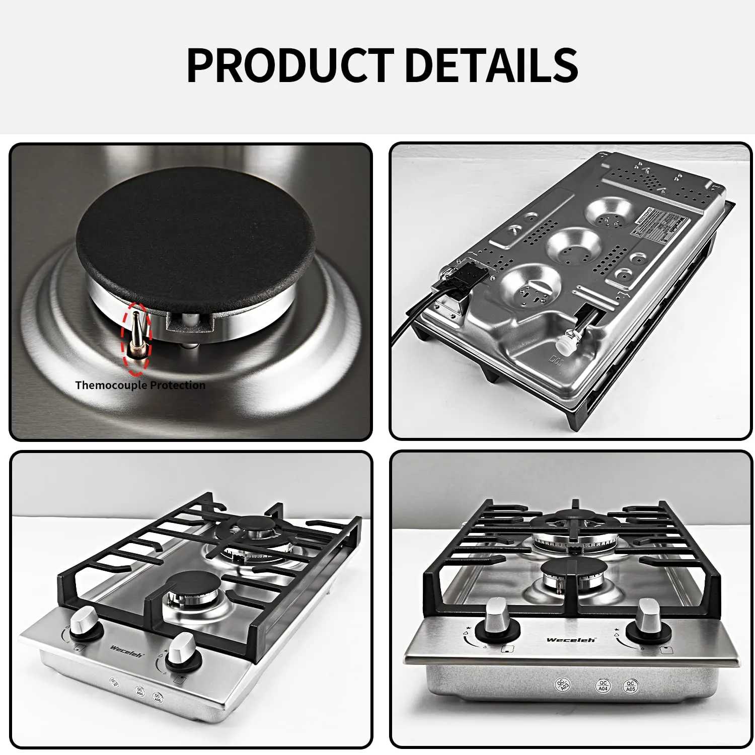 12" Gas Cooktop with Dual Size Power Burner