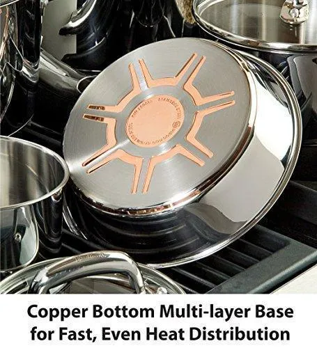 13-Piece, Model T-fal and Set, Hot item Cookware Pans C836SD Steel Pots Discounted Stainless Silver, Copper-Bottom, with