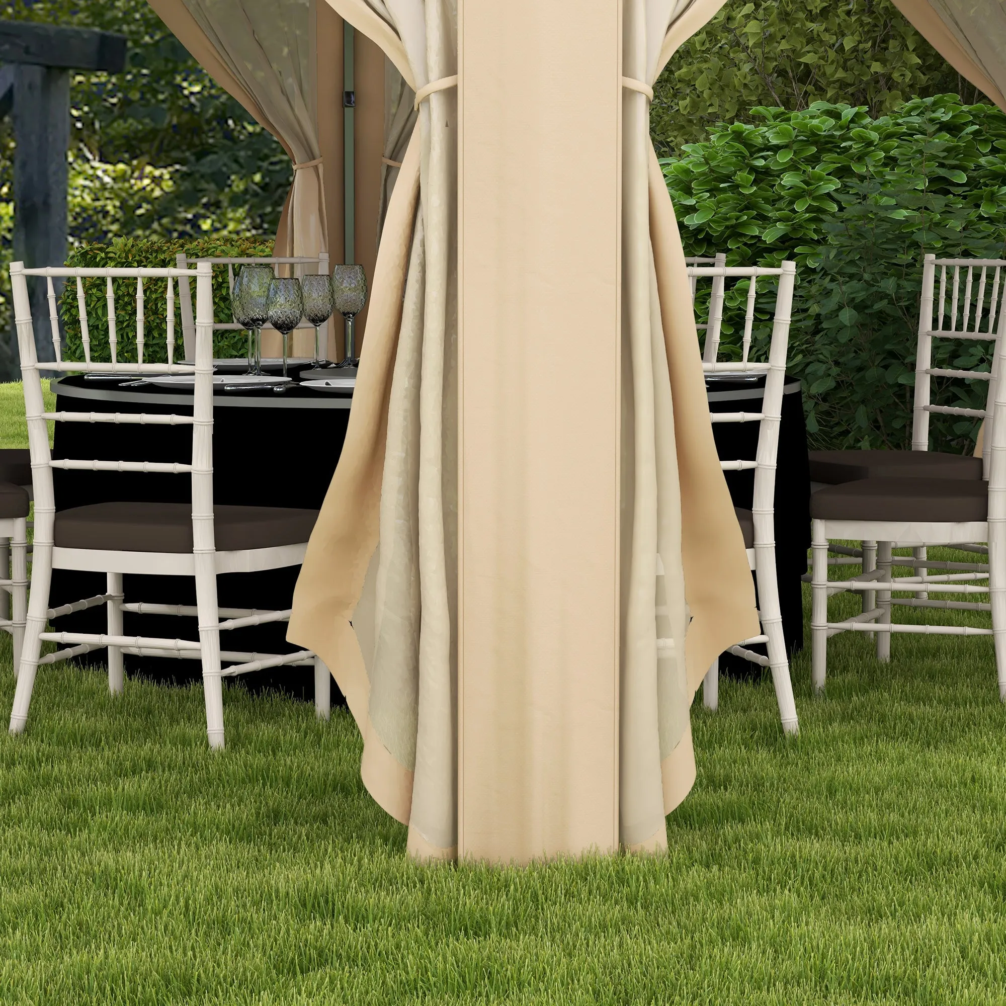 13' x 13' Hexagonal Pop-Up Gazebo Shelter with 6 Zippered Mesh Netting, Beige
