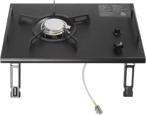 13,648 BTU Portable Camping Stove,Electronic Ignition Single-Burner Gas Stove with 4 Foldable Legs&Carrying Handle,Outdoor Camping Cooking Stove for Camping & Hiking (Black)