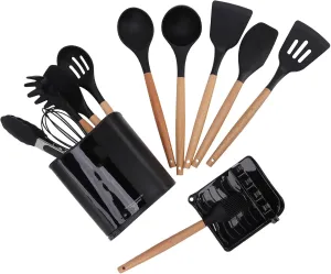 13pcs Camping Cookware Set, Camping Cookware Mess Kit with Wooden Handle and Rack Storage Box Heat Resistant Portable Compact Carry Case for Camping Picnic Backpacking