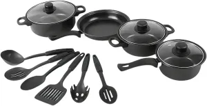 13Pcs Outdoor Fine Iron Cookware Set Non-electric Cooking Pot Sets, Pots and Spatulas Non-Stick Soup Pans Milk Pots Frying PansStone PotsMultiple Pieces