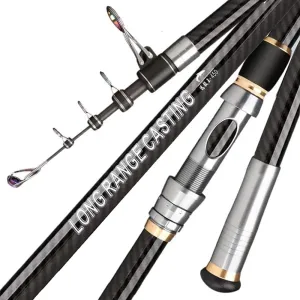 13" 14" 16.4" Telescopic Fishing Rod Carbon Fiber Portable Spinning Fishing Pole for Boat Saltwater and Freshwater Surfcasting Baitcasting Rod Long Distance Throwing Fishing Rod