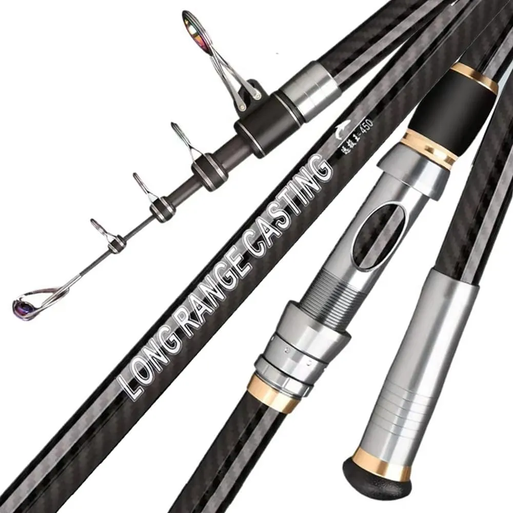 13" 14" 16.4" Telescopic Fishing Rod Carbon Fiber Portable Spinning Fishing Pole for Boat Saltwater and Freshwater Surfcasting Baitcasting Rod Long Distance Throwing Fishing Rod