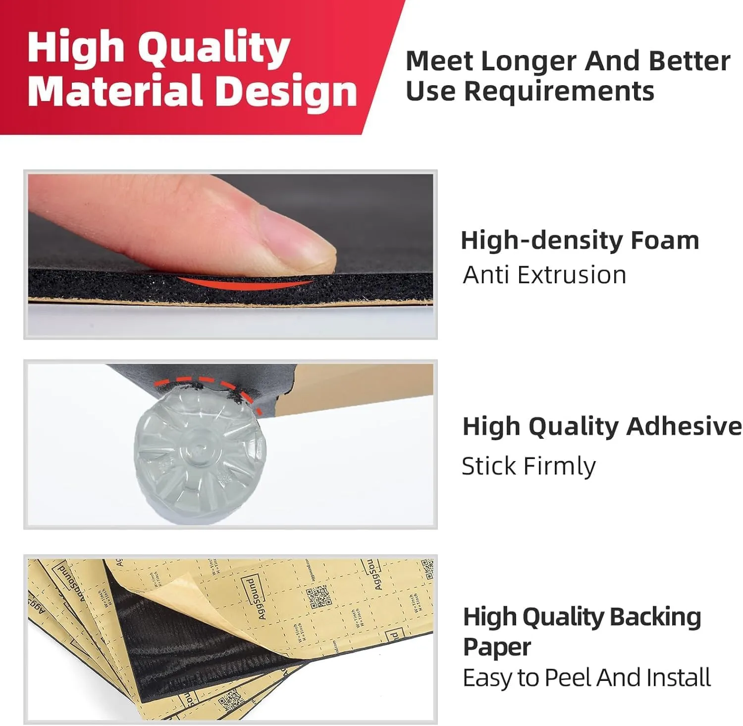 1/4inch Thickened Sound Deadener for Multiple Use,High Density Foam with Adhesive,for Car, Boat, RV Shield Insulation Dampening Mat,18sqft