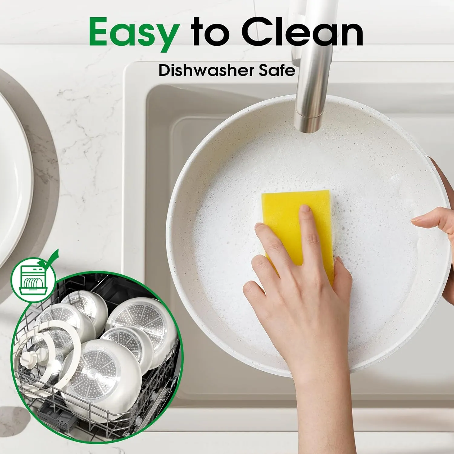 15Pcs Pots and Pans Set Non Stick, Cookware Sets with Detachable Handle, Nonstick RV Kitchen Cooking Tools Removable Handles, Oven Safe, Induction Fast, Stackable Induction Cookware, White