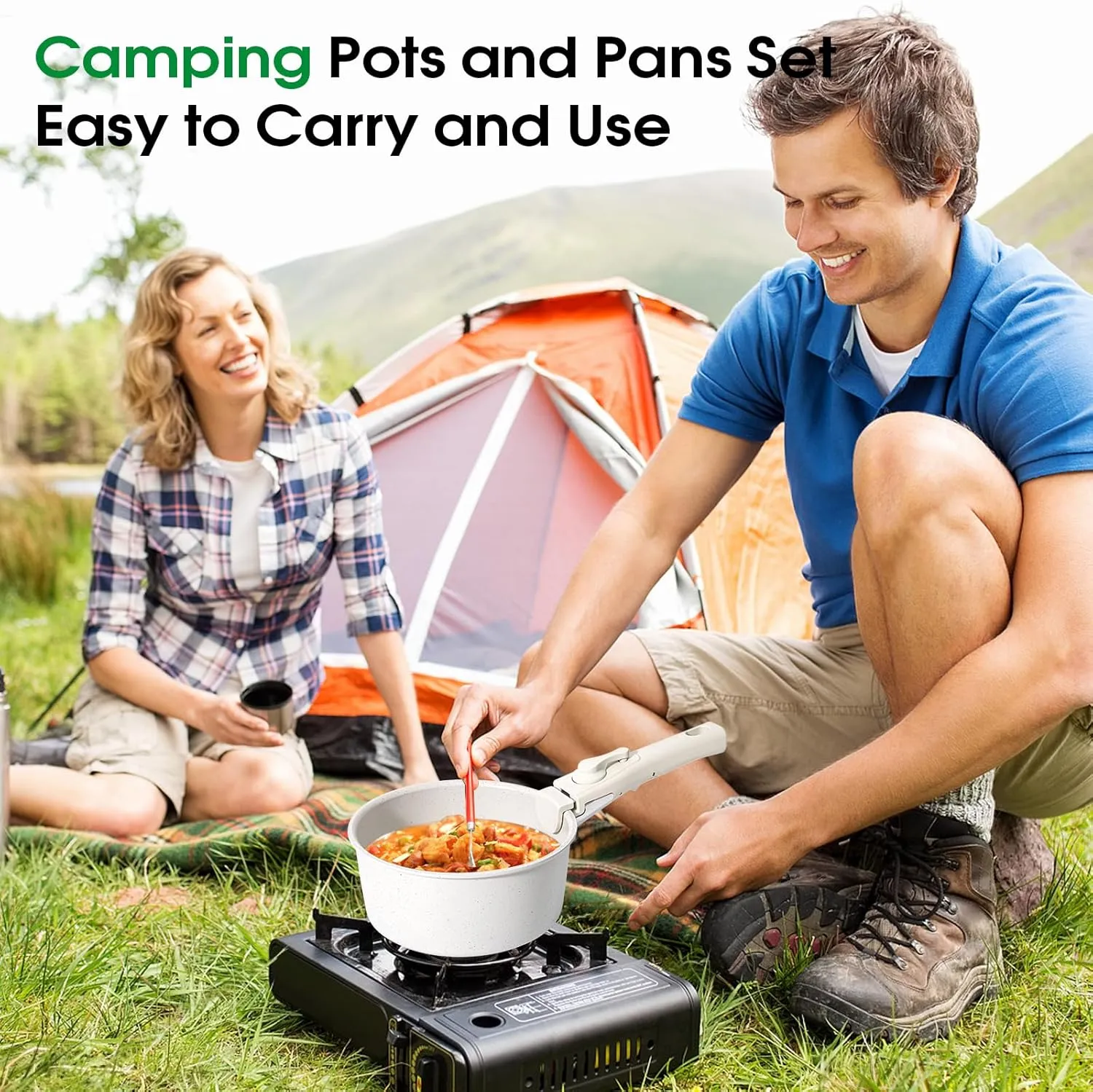 15Pcs Pots and Pans Set Non Stick, Cookware Sets with Detachable Handle, Nonstick RV Kitchen Cooking Tools Removable Handles, Oven Safe, Induction Fast, Stackable Induction Cookware, White