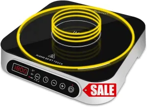 1800W Portable Induction Countertop Cooktop 10 Power Levels Burners Electric Stove with 140-465°F Timer Settings Induction Burner Suitable and Digital Sensor for Magnetic Cookware