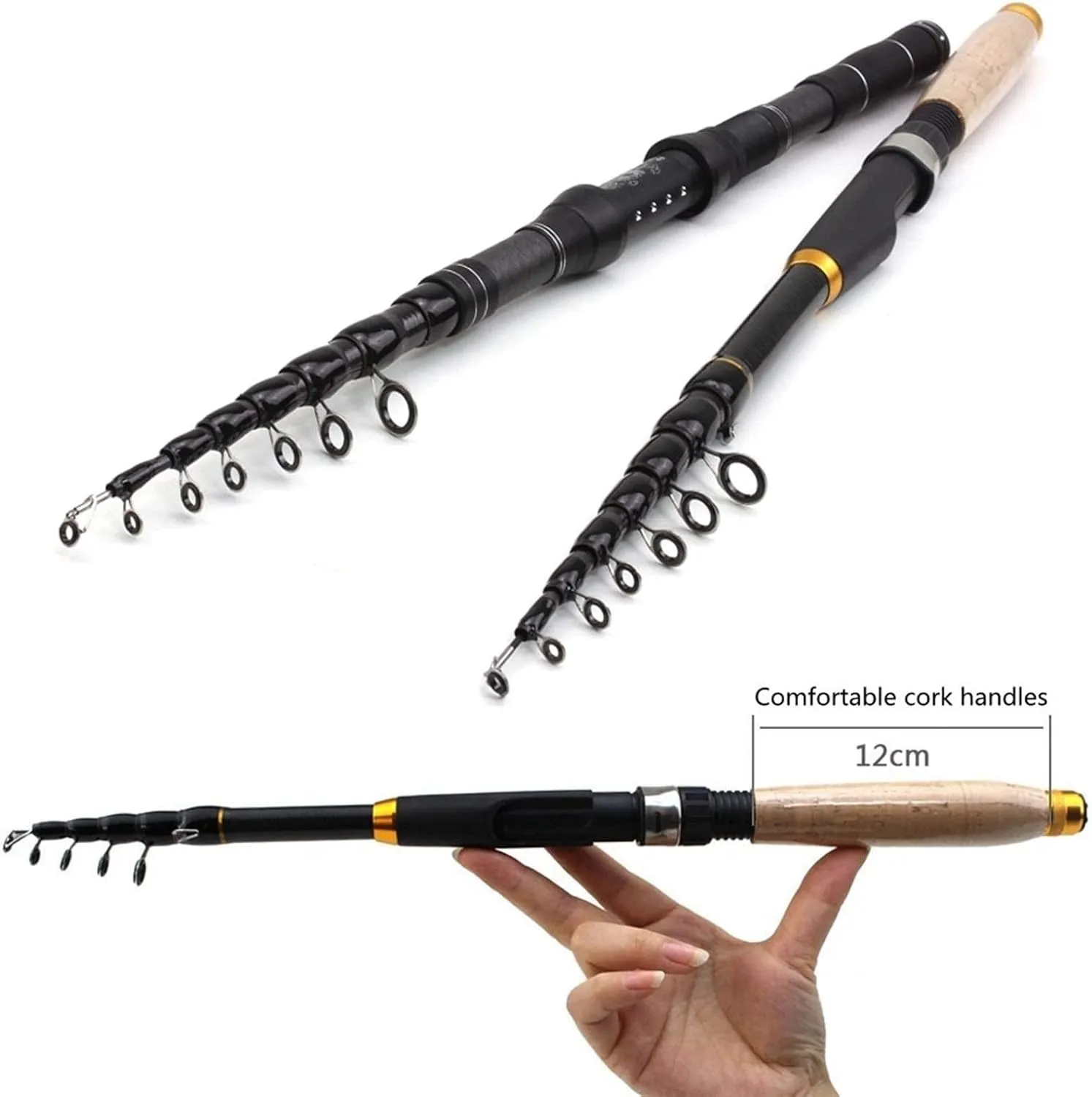 1.8m-3.0m Multifunction Spinning Rod Carbon Fishing Fish Pole Telescopic Travel Fishing Rod Ultrashort Fishing Tackle DaJiKan (Color : Light Yellow, Length : 1.8 m)