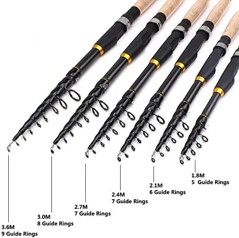 1.8m-3.6m Multifunction Telescopic Fishing Rod Cork Handle Carbon Fiber carp Spinning Rod Portable Travel Pole Fish Tackle