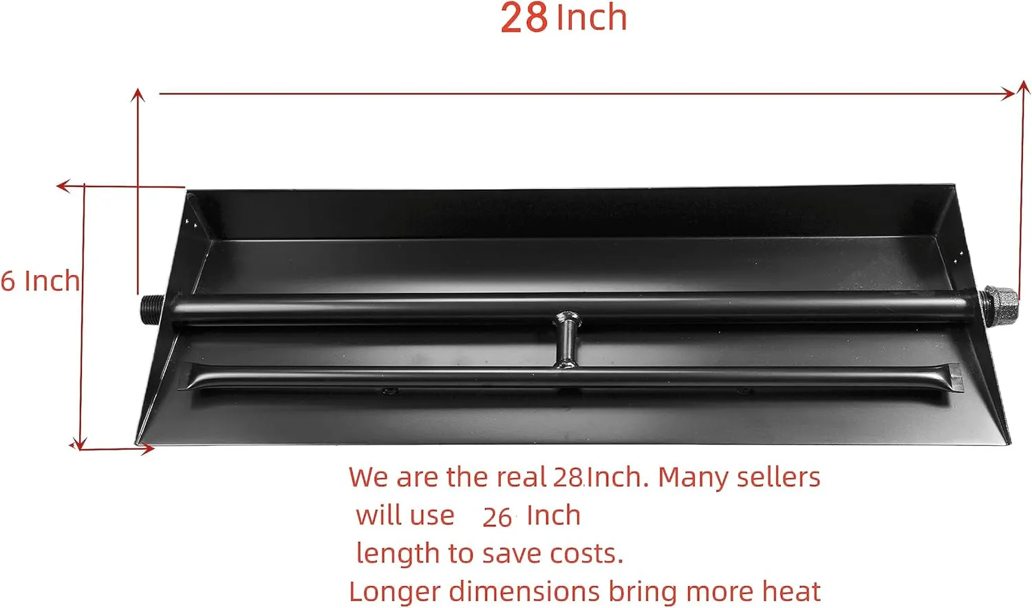 18"-24" Burner Pan for Gas Fireplace Gas Fireplace Burner Gas fire pits Gas Logs Propane Burner (28 Inch Two Pipe) Appearance Patent Applied
