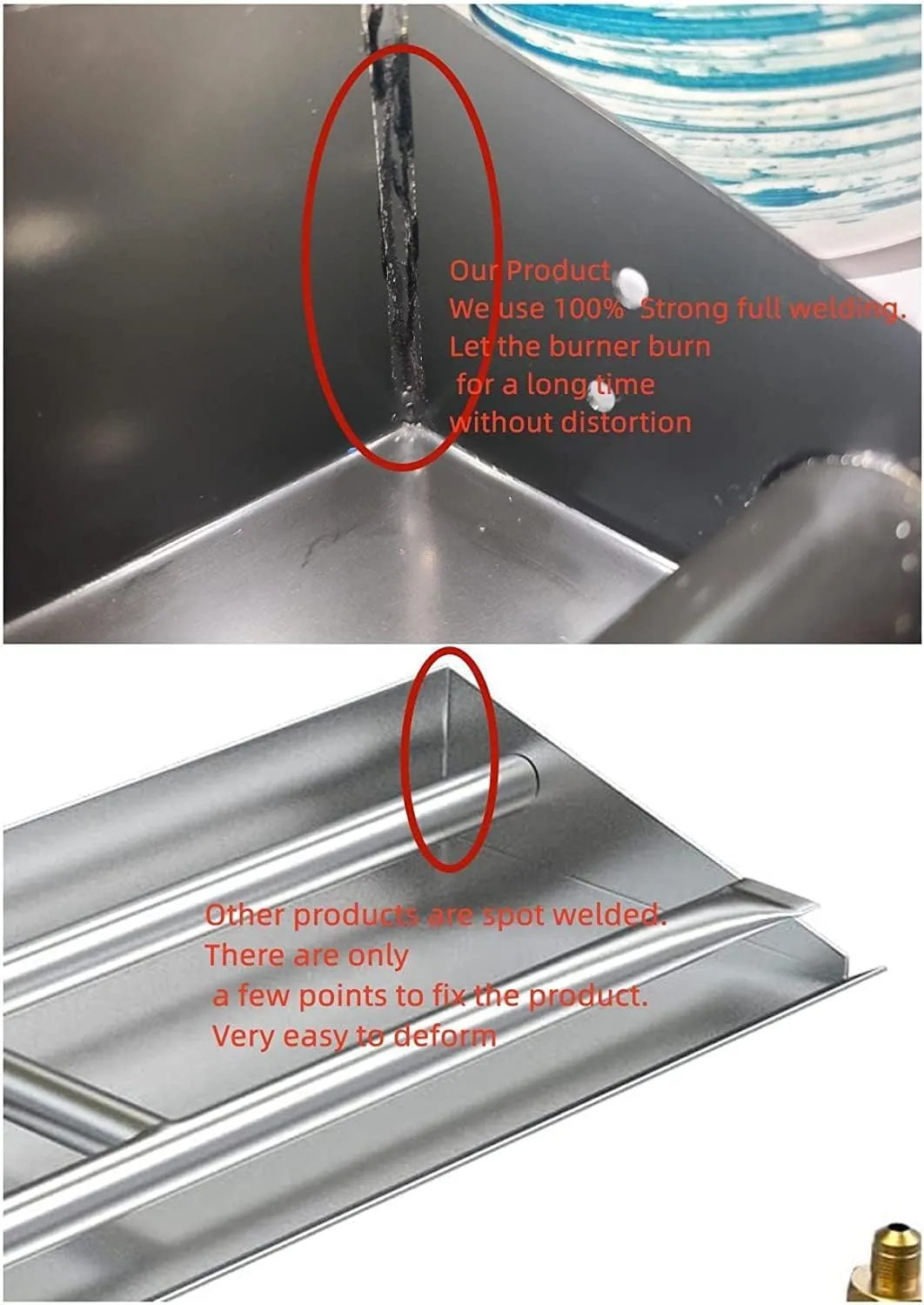 18"-24" Burner Pan for Gas Fireplace Gas Fireplace Burner Gas fire pits Gas Logs Propane Burner (28 Inch Two Pipe) Appearance Patent Applied