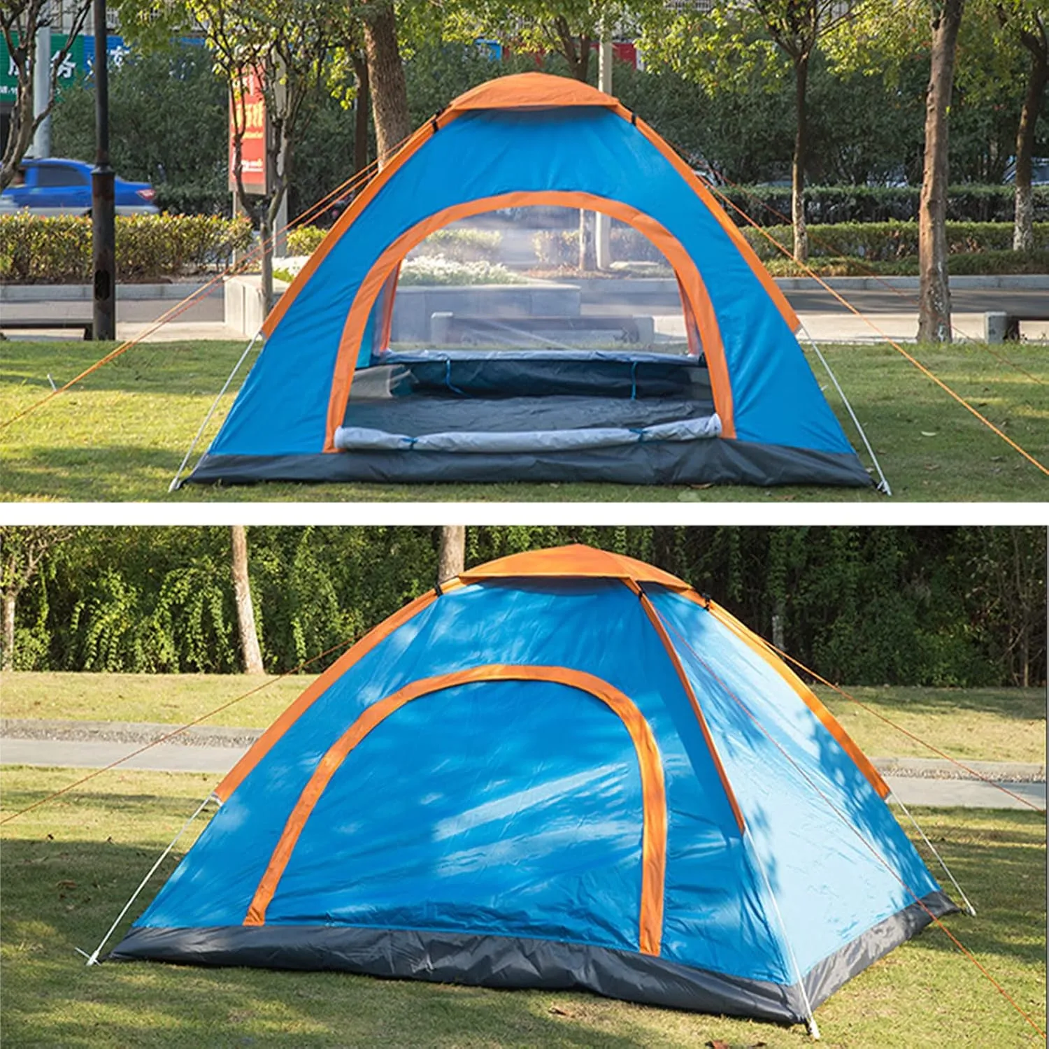 190T PU Pop Up Family Tent Instant Setup Ventilated Waterproof Tent Ultralight Portable Tent for Camping Hiking Mountaineering