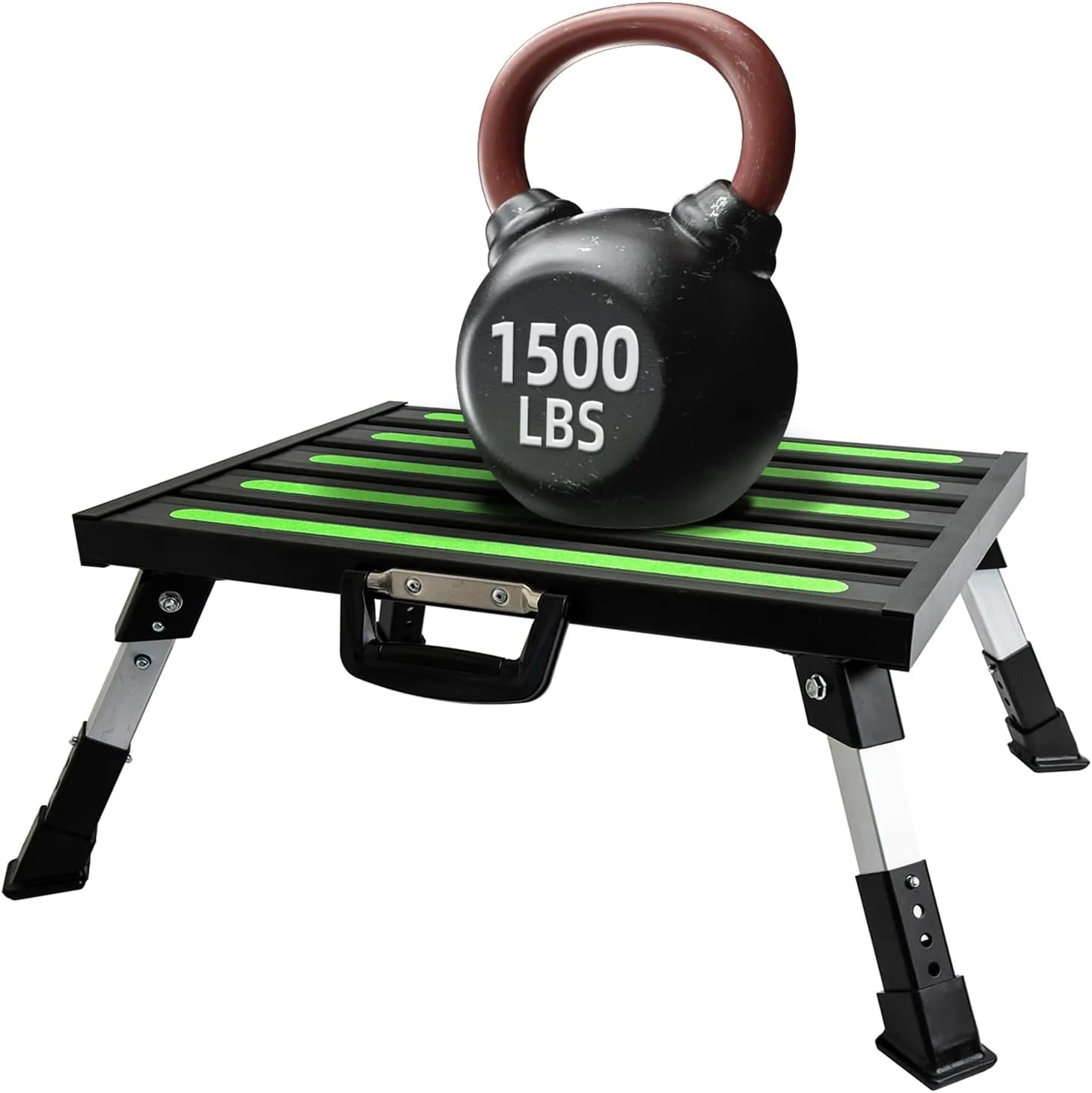 19”×14.5” Large RV Steps with Glow in The Dark Tapes Adjustable RV Step Aluminum RV Step Supports Up to 1500 lbs(Black)