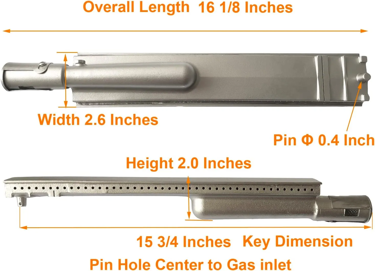 1PC Heavy Duty Cast Stainless Steel 304 BBQ Grill Burners Bull BBQ Replacement Parts for Cal Flame Aussie Blaze Thermos Turbo Beefeater and More