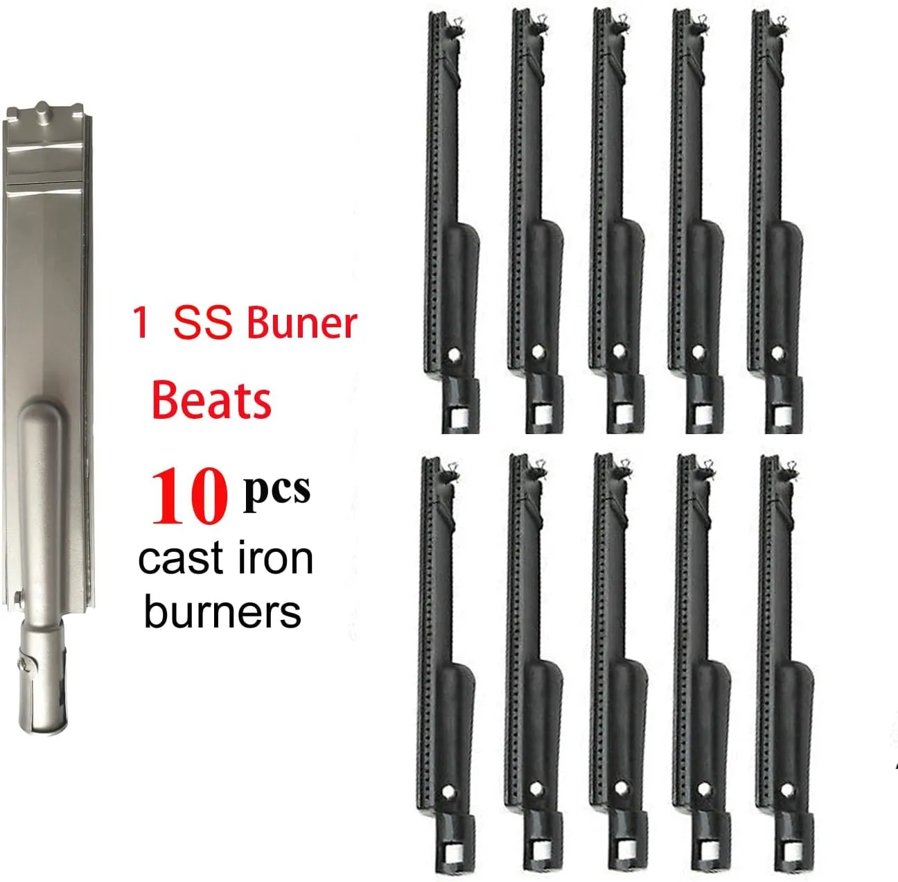 1PC Heavy Duty Cast Stainless Steel 304 BBQ Grill Burners Bull BBQ Replacement Parts for Cal Flame Aussie Blaze Thermos Turbo Beefeater and More
