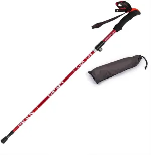 1pc Pack Collapsible Trekking Poles - Strong Adjustable Carbon Fiber Alloy Hiking or Walking Sticks - Lightweight Quick Adjust Locks with Carry Bag Perfect for Walking & Hiking/Red