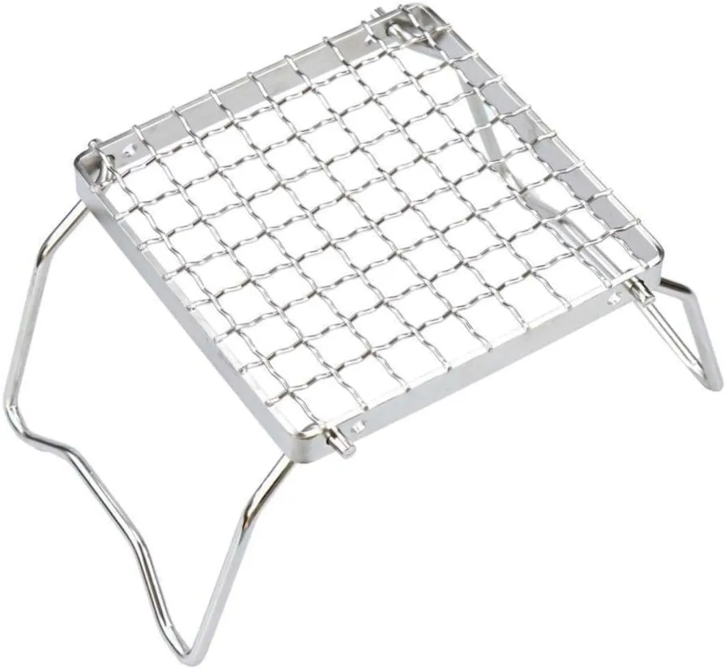 1Set Folding Campfire Grill Portable Stainless Steel Barbecue Rack for Outdoor Cooking Compact Design for Camping Picnics and Beach Activities Easy to Use and Fire Resistant