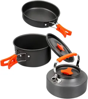 1set Outdoor Camping Cookware Cooking Pots and Pans for Hiking Picnic and Easy to Clean Lightweight Compact Design