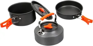 1Set Portable Camping Cookware for People Lightweight Cooking Pot and Kettle Compact Outdoor Cooking Kit with Storage Bag for Hiking and Picnics