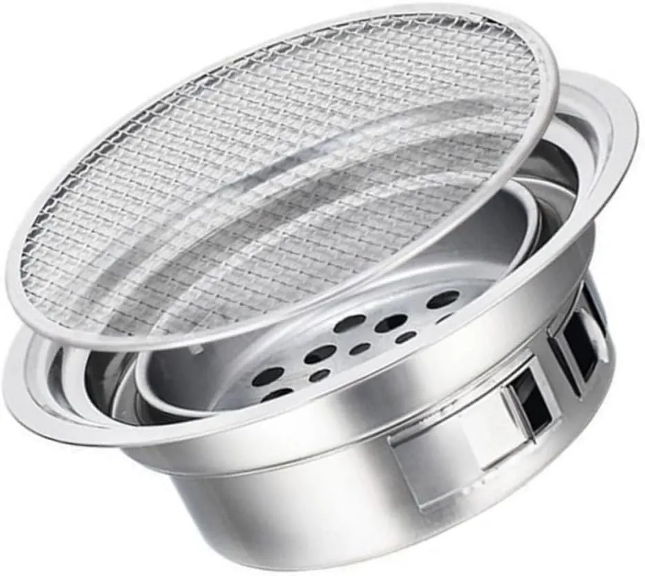 1Set Portable Korean Bbq Grill Stainless Steel Outdoor Barbecue Stove Lightweight Compact Design for Picnics Camping and Beach Gatherings for Outdoor Cooking