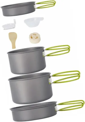 1set Portable Nonstick Camping Cooking for Includes Pans Frying Pan Bowls Soup Spoon Spatula for Hiking and Outdoor Picnics Compact Storage Bag