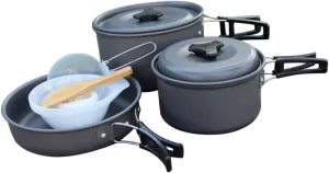 2-3 Person Compact Camping Cookware Set Cooking Utensil Set for Travel Outdoor BBQ Non-Stick Pot Pan Lightweight Portable Cooking Equipment