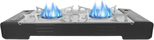 2-Burner Butane Camping Stove, Camping Stove with Portable Case, Baking Pan, Auto Ignition Camping Burner for RV, Apartments, Camping, Outdoor