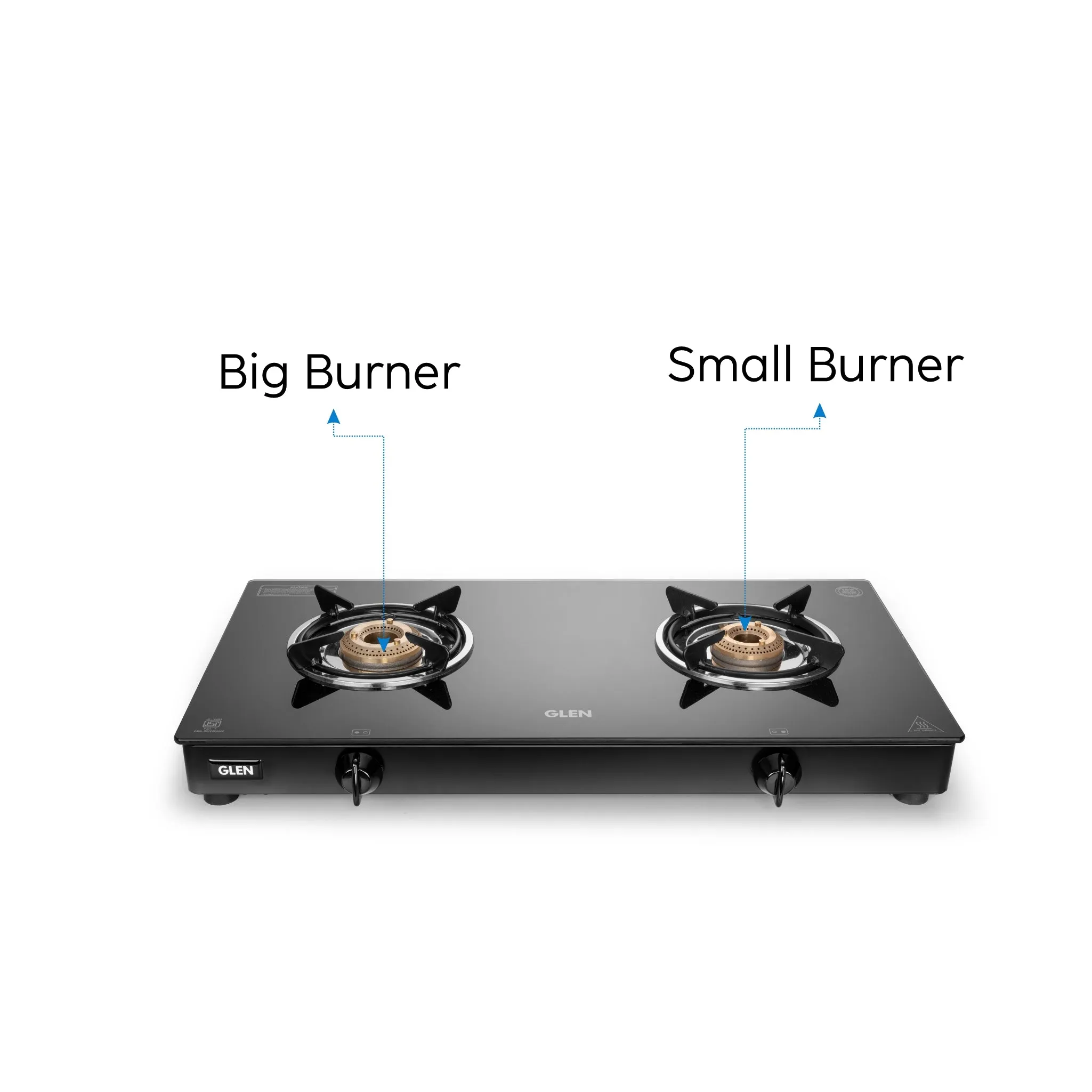2 Burner Glass Gas Stove Jumbo with Brass Burner Black (CT1020GTJMBB)