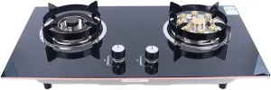 2 Burner Natural Gas Cooktop, Gas Cooktop Stove Top, Tempered Glass Burners Stove, Built-In Gas Stove with Anti-Tempering Protection for Apartment, Indoor (Not Included Gas Pipe)