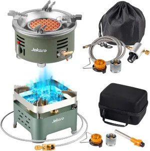 2 Camping Stove Propane Stove with Carrying Case, Portable Camp Gas Stove for Camping Support Three Fuel