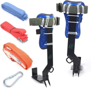 2 Gears Tree Climbing Spike Set Adjustable Lanyard Rope Tree Climb Pedal Tool w/Protective Belt (Type 1)